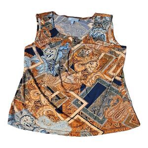 Koret Petite Small PS Sleeveless Blouse Multicolor Paisley Patchwork Print Top